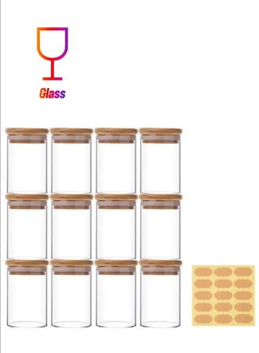 Food Storage Glass Jars withBamboo Airtight Lids Clear 150ml