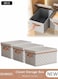 3 Pack Closet Storage Box with Lid and Handle, Stackable Wardrobe Clothes Organizer, Foldable Closet Storage Basket, Cube Storage Bins for Clothing, T-Shirt, Jeans, Sweaters, Toys &amp; Books (18L)