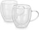Art Borosilicate Glass Double Wall Glass with Handle 250ml Set of 2   Transparent Heat Resistant Tea Coffee Cups   Insulated Microwave &amp; Dishwasher Safe Glassware