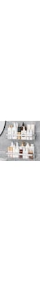 Shower Caddy Silver, Self Adhesive 2 Pack Shower Shelves with Hooks, Bathroom Organizer and Storage, No Drilling Rust Proof Aluminum Shower Racks, Bathroom Accessories