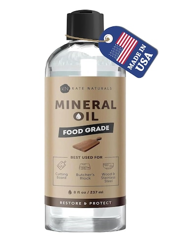Naturals Mineral Oil for Wood Cutting Board Oil, Butcher Block, and Knife. Food Grade Mineral Oil for Wooden Cutting Board (8oz, Food Safe Oil) Brand: Kate Naturals