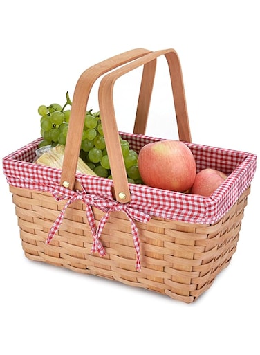 Wicker Picnic Basket   Wicker Easter Basket   Storage Basket   Wicker Country Picnic Basket   Bath Toys and Children's Toy Storage with Lining and Folding Hands