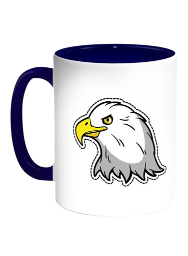 Cartoon Drawings - Eagle Printed Coffee Mug White/Blue
