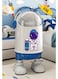 Trash Can with Lid, Cute Waste Bin, Creative Plastic Garbage Container, Spaceman Design, Removable Inner Bucket, Large Capacity Decorative Wastebasket for Living Room, Bedroom, Dorm and Kids Room