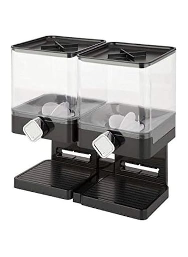 Dubai Gallery Double Cereal Dispenser Black/Clear 17.5Ounce
