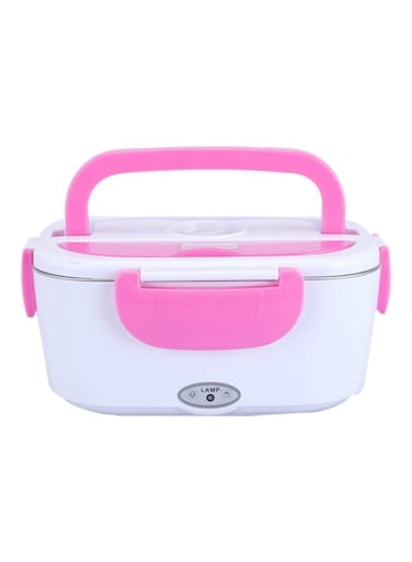 Portable Electric Heating Lunch Box White/Pink 230x160x100mm