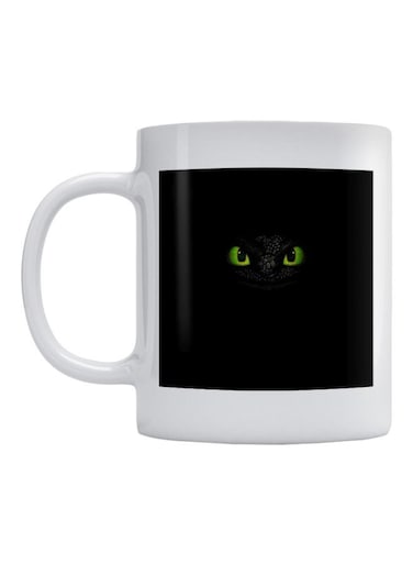 Dragon Face Printed Coffee Mug White/Black/Green