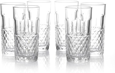 Art Ligne Hi-Ball Drinking Glasses Set 255ML Clear, Lead-Free, Stackable, Dishwasher Safe, Restaurant Quality Barware, Premium Glassware for Home Kitchen, Parties &amp; Gift