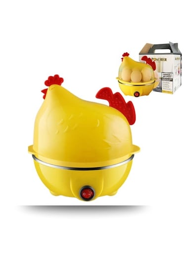 Hen-Shaped Yellow Egg Cooker, 7-Egg Capacity Electric Boiler, Fast &amp; Compact Egg Cooker for Hard, Soft, Medium Eggs, Automatic Shutoff, Portable &amp; Easy to Clean