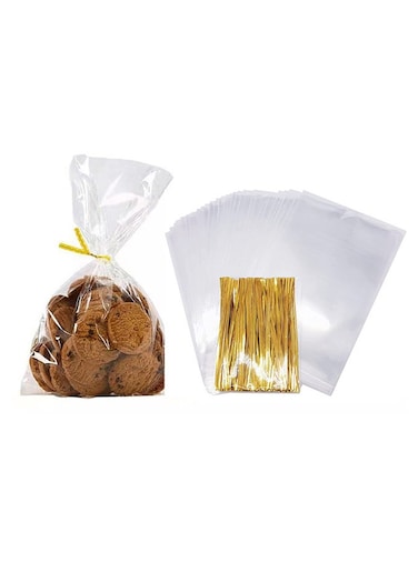 100 Pieces Clear Plastic Bags with Twist Ties