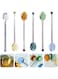 MAKINGTEC Small Glass Teaspoon, Crystal Clear Coffee Dessert Spoon, for Household Spoon Salt and Sugar, Flavored Tea Jar, Assorted Colors (6 Pieces)