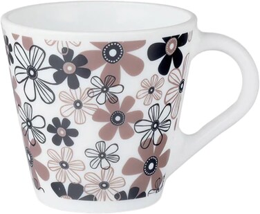 Larah by Borosil Set of 6 Large Tea &amp; Coffee Cups, 400 ml Macy Design Opalware Mugs, for Coffee, Tea and Hot Beverages Macy White