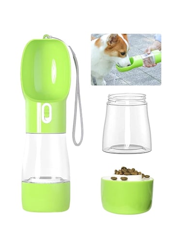 OKBUYNOW Dog Water Bottle Leak Proof for Puppy Pets Outdoor Walking Hiking, Travel Bottle 258ml + 200ml, GRREN