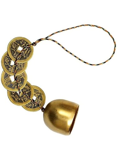 JZS Chinese Feng Shui Bell Five Emperor Copper Coin Pendant Good Luck Car Home Decoration Bells for Peace Wealth and Safe(Style B)