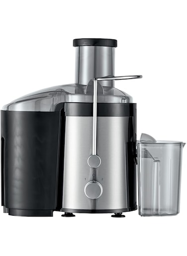 KENWOOD Juicer 300W Stainless Steel Juice Extractor with 65mm Wide Feed Tube,2 Speed, Transparent Juice Jug, Pulp Container, Anti Drip for Home, Office,Restaurant &amp; Cafeteria JEM01.000BK Silver/Black