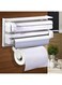 Portible 3 in 1 Wrap Center Holds Silver Foil, Plastic Wrap, and Paper Towels / 3 in 1 Kitchen Triple Paper Dispenser &amp; Holder Paper/Foil/Cling Wrap (Pack of 1).