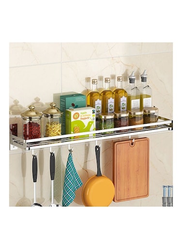 Punch-Free Stainless Steel Wall-mounted Kitchen Racks Silver