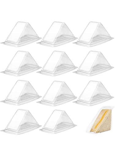 50 Pack Clear Sandwich Boxes - Food Containers for Stylish Take-Out, Ideal for Cakes, Desserts, Hamburger &amp; More - Suitable for Cafes, Bakeries, and Events