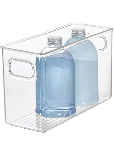 Idesign Linus Storage/Organiser Box With Handles, Made Of Plastic, Clear, Large