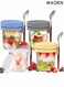 4 packs of overnight oat jars, overnight oat containers with lids and spoons, 350ML overnight glass cups, sealed breakfast cups, and storage containers for cereal, milk, vegetable, and fruit salads with measurement marks (four packs).