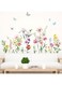 Amimagen Flowers Wall Stickers - Wildflower Grass Butterflies Daisy Floral Wall Stickers - Girls Bedroom Living Room Sofa TV Background Home Wall Decor