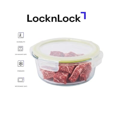 LocknLock Fresh Oven-Safe Glass Round Container 1400ml &ndash; Airtight, Leakproof &amp; Heat-Resistant