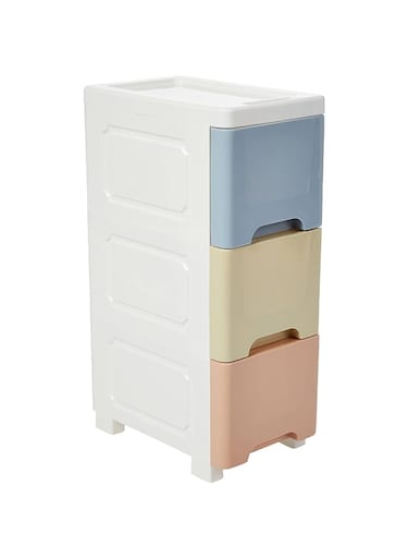 COOLBABY Plastic Cabinet 3 Drawers Storage Dresser,Small Closet Drawers Organizer Unit for Clothes,Toys,Bedroom,Playroom Wide, 20CM Macaron
