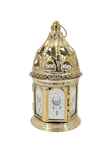 Eid Metal Lantern with Lights 12.5x12.5x37.6cm
