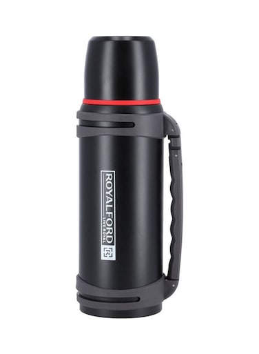 Travel Vacuum Bottle   1.40 L   SS Vacuum Bottle   RF10456   Double Wall Insulation   Keeps Drink Hot or Cold For Hours   Stainless Steel Thermos For Cold &amp; Hot Beverages Black 1.4Liters