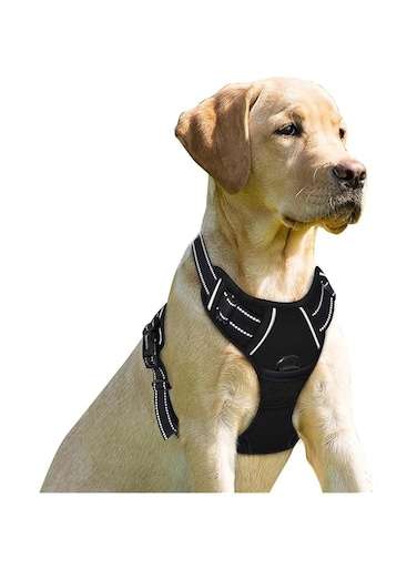 Aputue Dog Harness, L Adjustable Soft Padded Dog Vest, Reflective No-Pull Pet Harness with 2 Leash Clips, Pull Training Aid, No-Choke Pet Oxford Vest with Easy Control Handle for Large Dogs