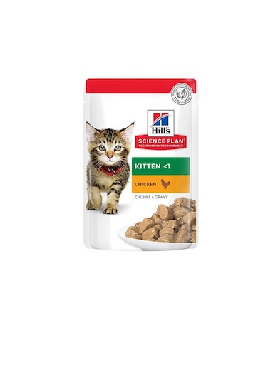 Hill's Science Plan Tender Chunks &amp; Gravy Kitten Chicken Pouches 85g x 12