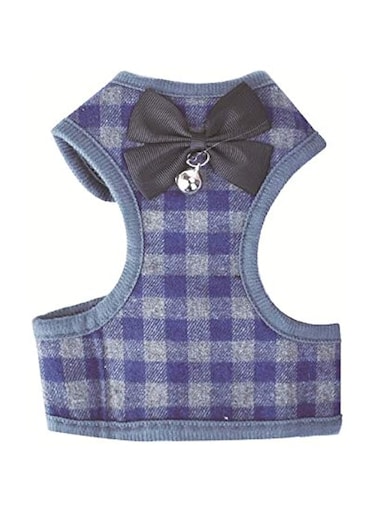 Adjustable Bow Plaid Vest Lead Pull Rope Leash for Cat Dog Pet Blue