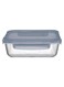 Lockie Lock Glass Food Container, 640 Ml, Blue Lid, Stackable, 52 Mm Height, 171X126 Mm Green