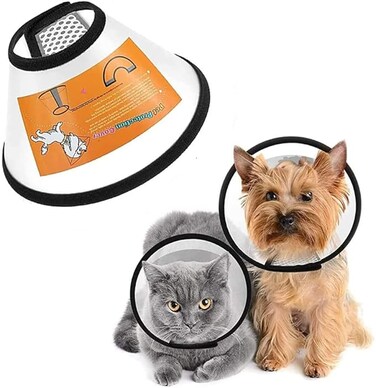 Cat and Dog Cone Collar, Adjustable Recovery Pet Cone, Plastic CElizabethan Collar Protects Wound Healing Practical Dog Cone, Pet Cone for Small, Medium Dogs (Neck(33-37cm))