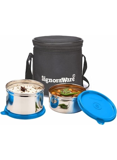 Executive Stainless Steel Lunch Box Set of 2 (300ml + 500ml) with Lunch bag   Stainless-Steel Leak-Proof BPA Free Container