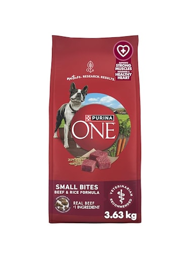 Purina ONE SmartBlend Small Bites Beef &amp; Rice Formula Adult Dry Dog Food (3.63kg Bag)