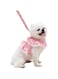Dog Dress Harness Vest with Leash Set, Pink Flower Puppy Harness, Cute Doggy Lace Princess Clothes, Soft Breathable Mesh, Outdoor Walking Harness for Small Medium Dogs Cats (Pink, L)