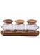 3-Piece Wooden Canister Set Brown/Clear Standard