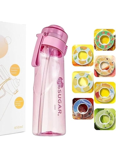 SOOFAM Sports Air Up Water Bottle, 650ML Fruit Scented Flavored Water Bottle with 1 Flavored Pods for Gym and Outdoor, Leak Proof Water Cup with Straw