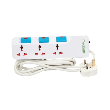 Terminator 3 Way Universal Power Extension Socket 5M Cable 13A