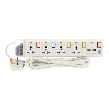 Terminator 4 way power extension with 2 usb 3.1A 3M 13A plug
