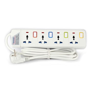 Terminator 4 Way Universal Power Extension Socket With Individual Switches &amp; Indicators 5M 2RP