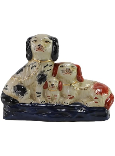 SYNWISH Hand-Painted Porcelain Family Vintage Dog Figurines Ceramic Dog Collectibles for Home Decoration
