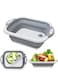 Multifunction Chopping Board, Collapsible Dish Tub Basin Cutting Board Colander, Vegetable Fruit Wash And Drain Sink Storage Basket, Space Saving For Kitchen Home (Grey)