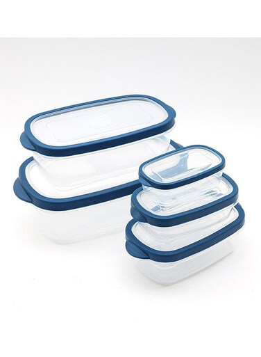 Pro 10pcs Set Rectangular Food Container 0.22L   0.45L   0.8L   2.6L   Blue