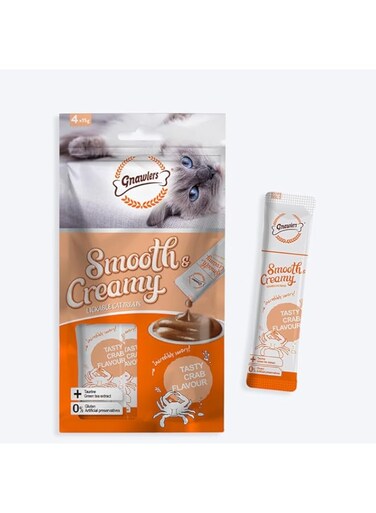 Gnawlers Smooth &amp; Creamy Lickable Cat Treats (4pcsx15g) - Crab Flavour