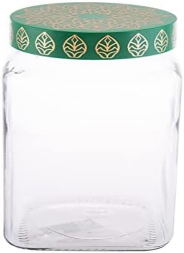 Akdc Square Glass Storage Jar With Colourfulid - Durable And Stylish M497