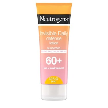 Neutrogena Invisible Daily Defense Sunscreen Lotion, Broad Spectrum SPF 60+, Oxybenzone-Free &amp; Water-Resistant, Sun Or Environmental Aggressor Protection, Antioxidant Complex, 3 Fl Oz