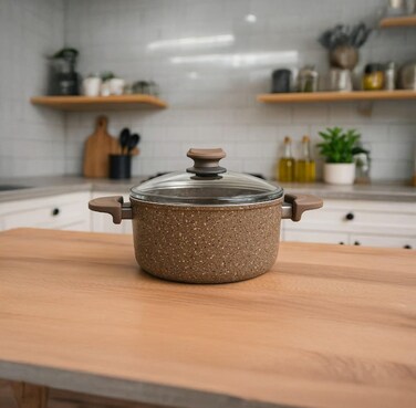 OMS 26 CM Brown Non Stick Granitec Aluminium Coated Casserole PBA Free - Made In Turkey