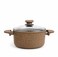 OMS 28 cm Diameter Non-stick and Non-toxic Brown Granite Aluminium Casserole ovensafe with Glass Lid   3110-28   Granite Coated Induction Compatible Aluminium Cooking Pot   Made in Turkey   one pot meals